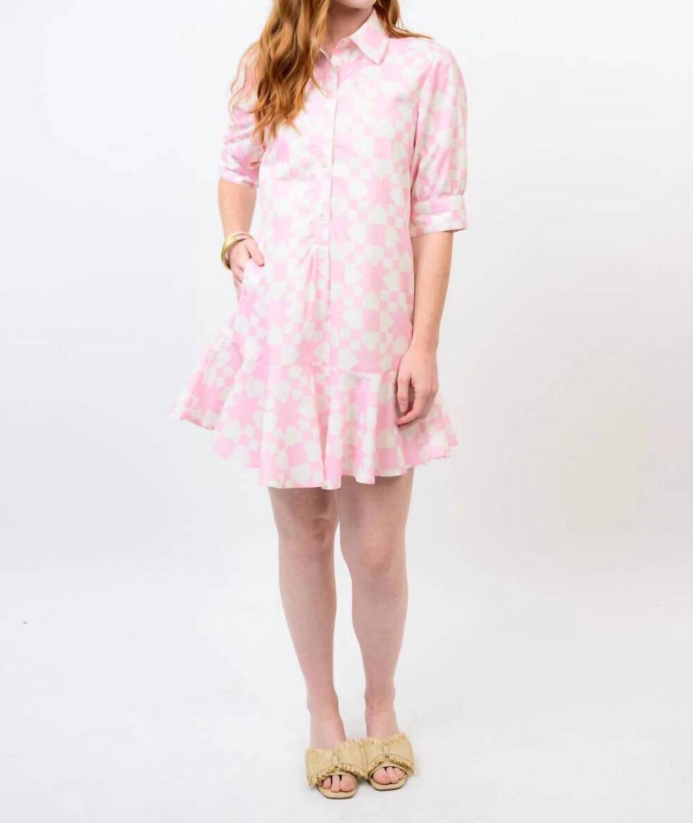 NEW UNCLE FRANK quilting bee mini dress in pink